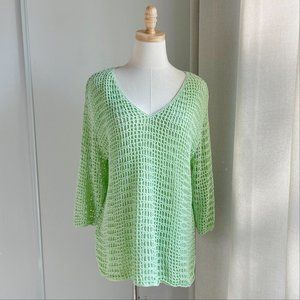 Y2K Lime Green Long Sleeve Knit Sweater Top